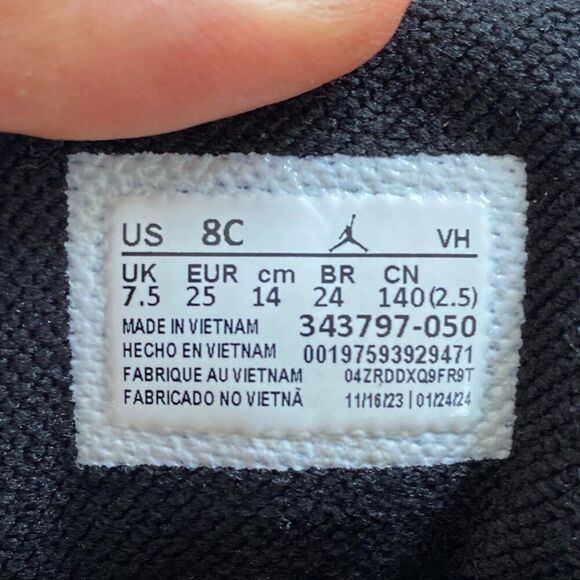 Toddler Baby Air Jordan True Flight TD Black/Phantom Shoes 8C 343797-050 - Picture 6 of 7